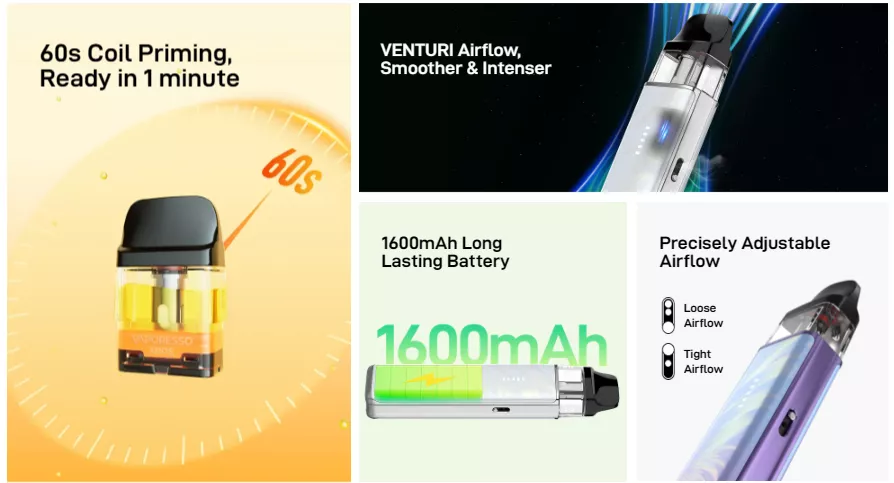 vaporesso xros 6 mini pod vape kit features 2